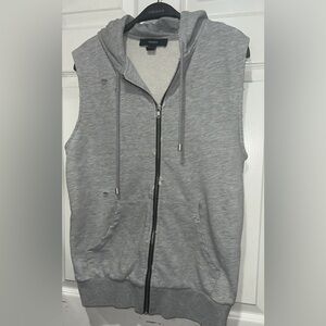 Grey distressed Forever 21 sleeveless hoodie #sleeveless #hoodie